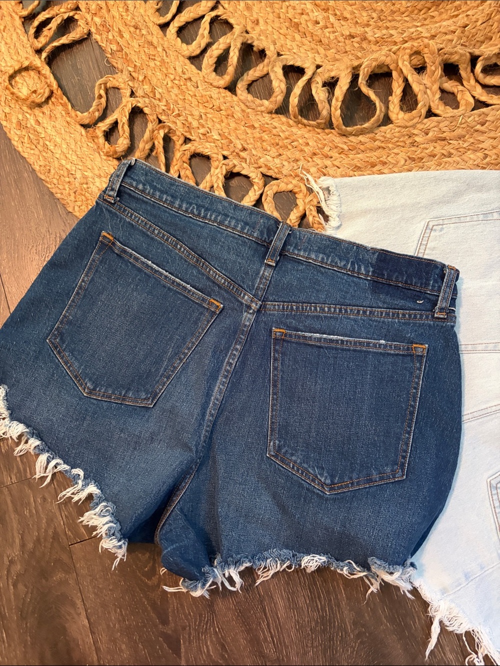 Abercrombie & Fitch Distressed Cutoff Denim Shorts in Light Wash and Dark Wash - Picture 6 of 6